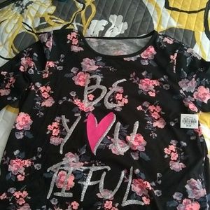 Floral inspirational shirt.